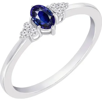 Prsten Zlatý prsten s modrým safírem a diamanty Jufien
