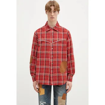 Pánská košile Košile Andersson Bell Noah Patch Check pánská, červená barva, regular, s klasickým límcem, atb1238m, XL, 33X