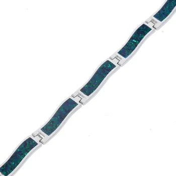 Náramek Goldstore Stříbrný náramek zelenomodré opály Délka: 17-20 cm