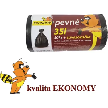 Pytle na odpadky Sáčky do koše 35 l, role 50 ks, ekonomické s páskou, černé