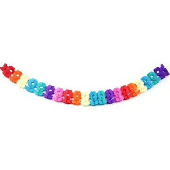 Svatební dekorace Girlanda papírová (barevné kytky) 3m