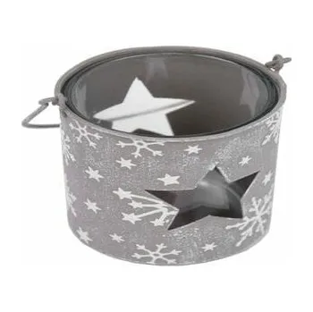 Svícen Svícen lucernička HVĚZDA, 8cm, šedá/bílá|Ego Dekor