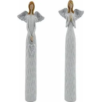 Vánoční dekorace Anděl Anna, stojící se srdcem, 16cm, zelená|mátová/stříbrná|Ego Dekor