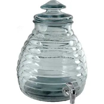Sklenice Nádoba na džus z recyklovaného skla s kohoutkem VČELÍ ÚL, 11 L, čirá, sklo (DOPRODEJ) (balení obsahuje 1ks)|Vidrios San Miguel|Recycled Glass