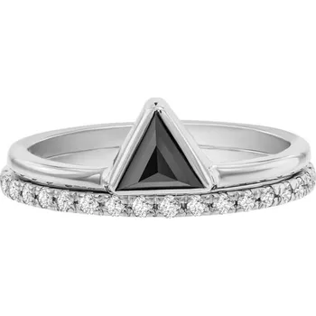 Prsten Zásnubní set prstenů ze zlata s černým trojúhelníkovým diamantem Begona
