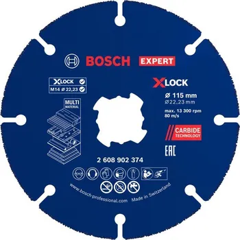 Řezný kotouč Bosch Víceúčelové řezací kotouče EXPERT Carbide Multi Wheel X-LOCK 115&nbsp;mm, 22,23&nbsp;mm Professional (2608902374)