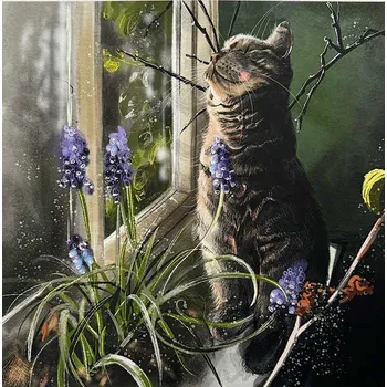 Menší přání s kočkou a levandulí - design Alex Clark