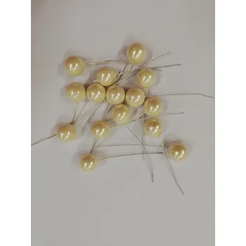 Vánoce Přízdoba kulička na drátku - 1,5cm - bílá