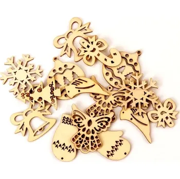 Svatební dekorace Dřevěný výřez 20-40mm mix vánoční 20ks