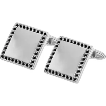 Šperk Platinové manžetové knoflíčky ve tvaru čtverce s černými diamanty Urban
