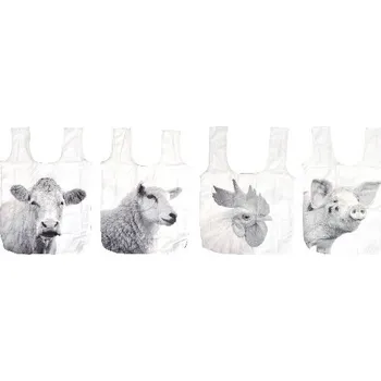 Nákupní taška Taška skládací nákupní B&W Farmářská zvířátka, balení obsahuje 4 ks!|Esschert Design