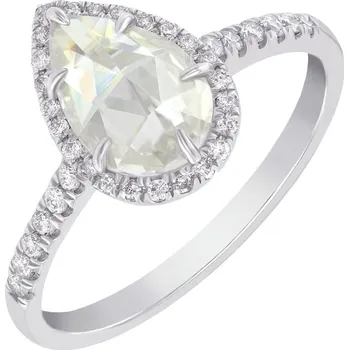 Prsten Zásnubní prsten s centrálním pear moissanitem a postranními lab-grown diamanty Ladfer