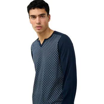 Pánské elegantní bavlněné pyžamo s geometrickým vzorem Vamp 23674 blue velikost M