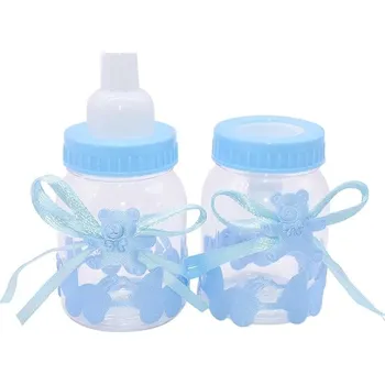 Svatební dekorace Dekorace na dort Dětská láhev - modrá 1ks