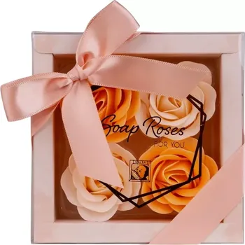 Mýdlo Accentra Mýdlové růže v dárkové krabičce 4 ks Broskvová sada