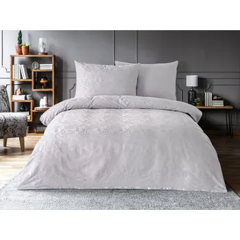 Povlečení Brotex Luxusní žakárové povlečení 240x200, 70x90cm listy světle šedé