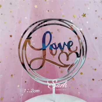 Jedlá dekorace na dort Dortový zápich – Love stříbrný