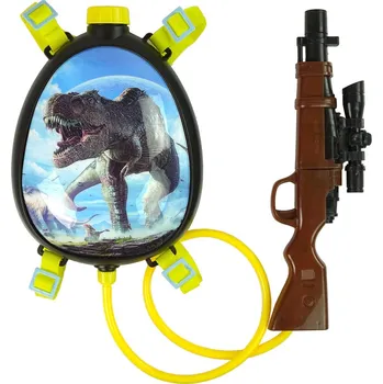 Dřevěná hračka Vodní pistole s modrým zásobníkem - Dinosauři