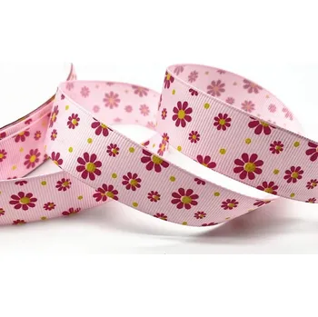 Svatební dekorace Stuha s potiskem (světle růžová s kytkami) 4,5m