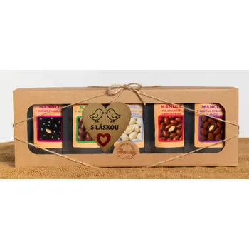 Dárková krabička Dárková sada sladkých mandlí mix 5ks s láskou (Dárková sada sladkých mandlí mix 5ks s láskou)