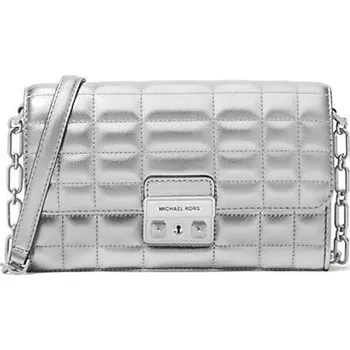 Michael Kors Tribeca prošívaná kůže kabelka stříbrná + doprava zdarma
