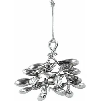 Bytová dekorace Ego Dekor Závěs jmelí, kožený provázek, 16cm, stříbrná