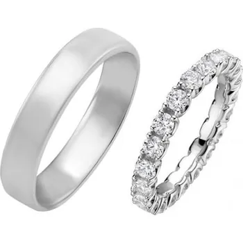 Šperk Snubní eternity prsten s pánským komfortním prstenem z platiny Sykes