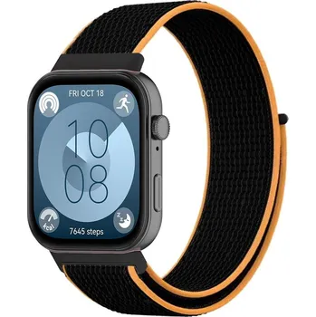 Příslušenství k chytrým hodinkám eses Nylonový řemínek pro Huawei Watch Fit 3, 4 a 4 Pro - Černo oranžový