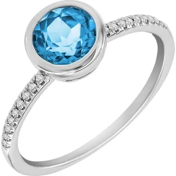 Prsten Nebeský topaz ve zlatém prstenu s diamanty Nyusha