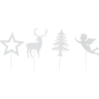 Vánoční dekorace Zápich vánoční, bílá, balení obsahuje 4 kusy! (DOPRODEJ)|Ego Dekor