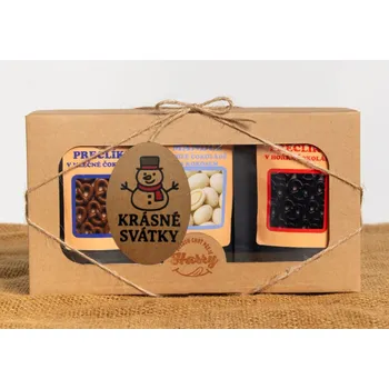 Dárková krabička Dárková sada křupavých preclíků a sladkých mandlí mix 3ks krásné svátky mikuláš (Dárková sada křupavých preclíků a sladkých mandlí mix 3ks krásné svátky mikuláš)