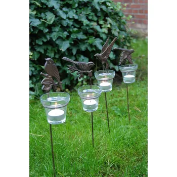 Svícen na čajovku zápich Ptáčci, balení obsahuje 4 kusy! (DOPRODEJ)|Esschert Design