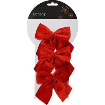 Vánoční dekorace Vánoční dekorační mašle červená 3ks, 9x10x1 cm