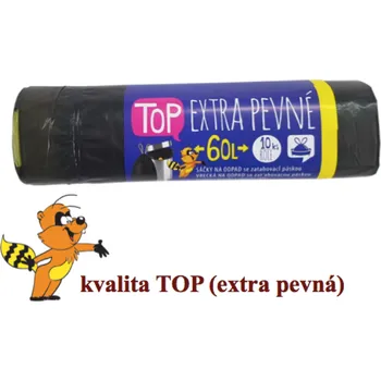 Pytle na odpadky Pytle na odpad 60 l, role 10 ks, TOP - extra pevné s páskou, černé