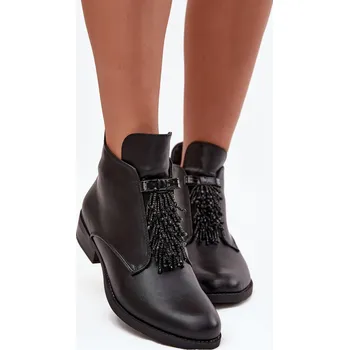 Dámská zimní obuv S. BARSKI Zateplené dámské kotníkové boty na ploché podešvi S.Barski S. BARSKI černá 3439391