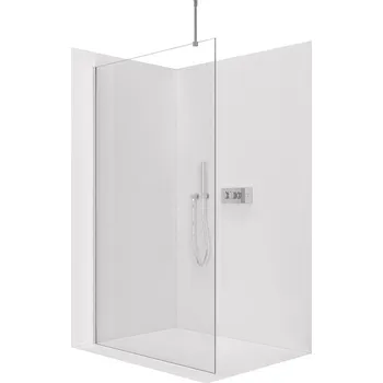 CERANO - Sprchová zástěna Walk-in Onyx Top Round L/P - 10 mm - kulatá vzpěra - chrom, transparentní sklo - 160x200 cm