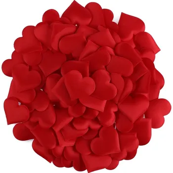 Svatební dekorace Konfety z netkané textilie (červená srdíčka) 100ks