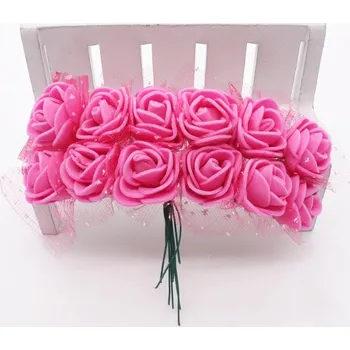 Pěnové růže – (tmavě růžová) svazek 12 ks