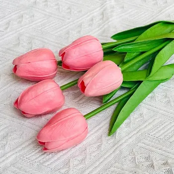 Svatební dekorace Kytice 5 tulipánů (růžové)