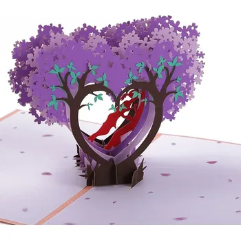 Svatební dekorace 3D přání (Fialová sakura )