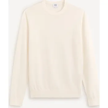 Pánské oblečení Celio Vlněný svetr Semerirond merino 1130844 Smetanová XXL