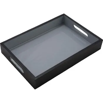 Podnos s uchy Classic, mangové dřevo, šedá/černá, 33x23x5cm (DOPRODEJ)|Ego Dekor