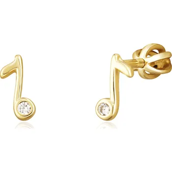 Oblečení a móda JVD Pozlacené dívčí náušnice Nota se zirkony SVLE1825XH2GOSR + 2 měsíce na vrácení zboží