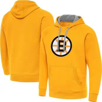 Pánská mikina Pánská mikina Boston Bruins Antigua Victory Pullover Hoodie - Gold Velikost: XXXL