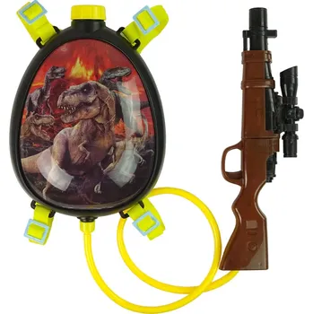 Dřevěná hračka Vodní pistole s hnědým zásobníkem - Dinosauři