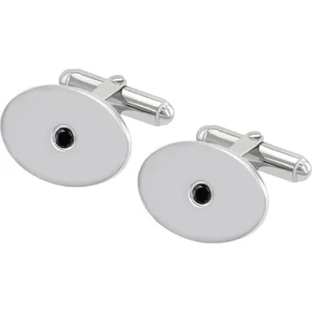 Manžetový knoflíček Stříbrné manžetové knoflíčky oválné s černými diamanty Obert