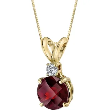 Přívěsek Okrouhlý granát ve zlatém přívěsku s diamantem Emolyna