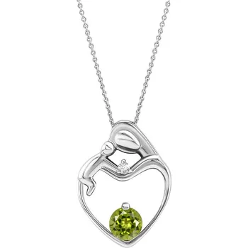 Přívěsek Přívěsek matka a dítě s olivínem a diamantem Ella