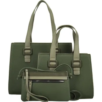 Módní dámský koženkový set kabelek Shanya, tmavě zelený