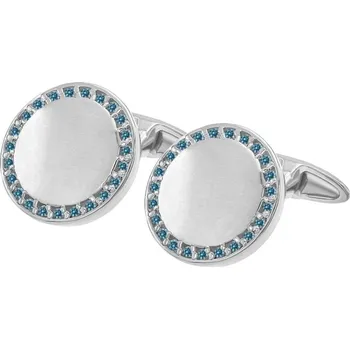 Manžetový knoflíček Zlaté kulaté manžetové knoflíčky s modrými diamanty Tallis